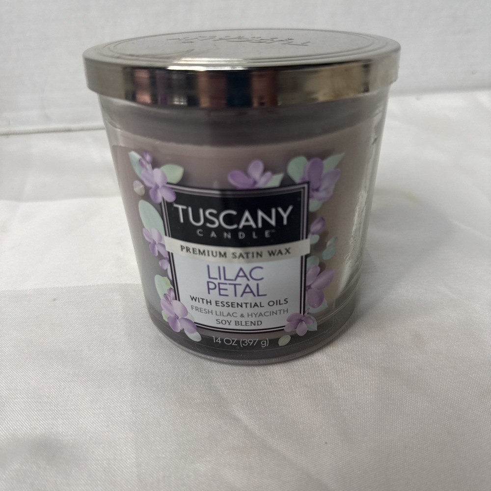 Tuscany Candle Lilac Petal Premium Satin Wax 3-Wick 14oz Soy Blend - UNUSED